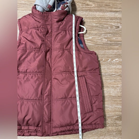 Men’s Weatherproof Vintage Maroon Puffer Vest with Hood Sz L EUC - Picture 12 of 12